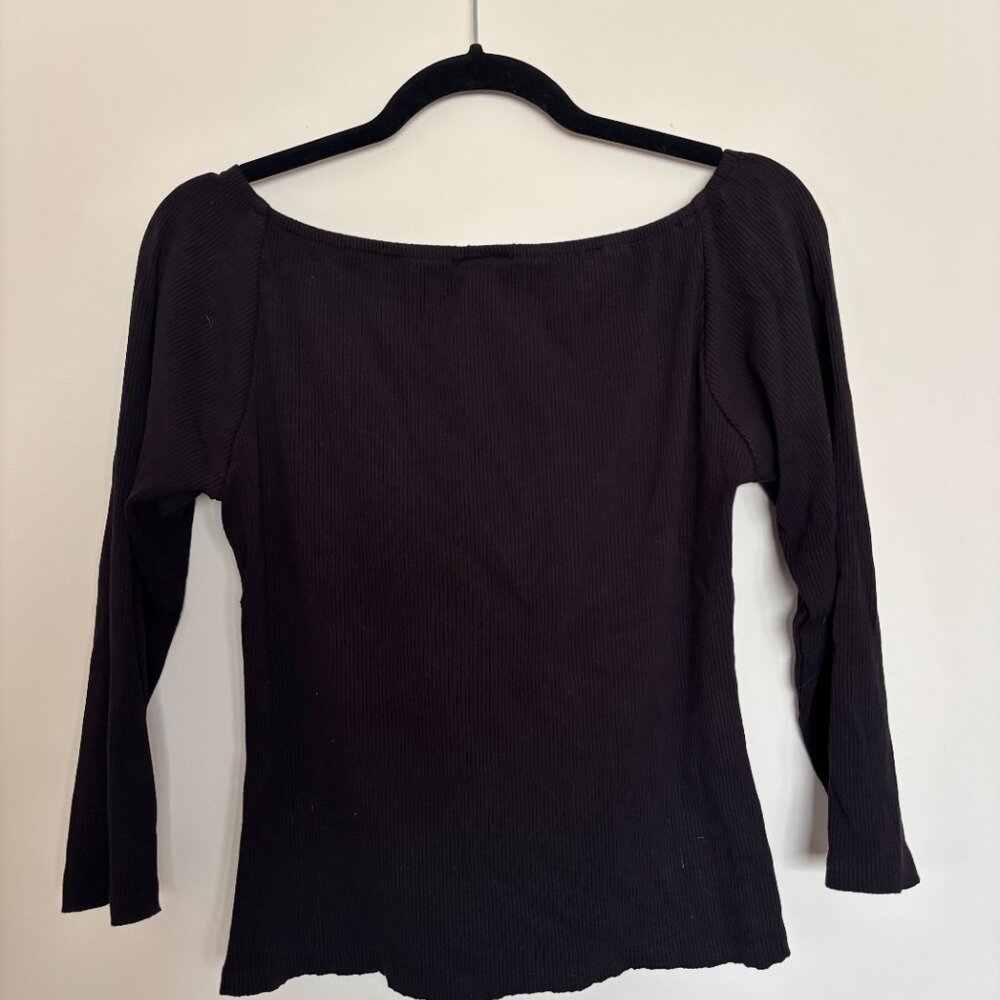 Vixen by Micheline Pitt Black Ribbed Tie-Me Up Top - Picture 2 of 2